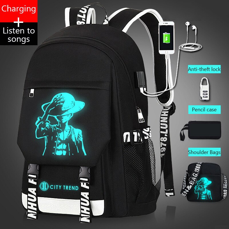 USB musique lumineux cartable unisexe pour adolescents sac à dos à sac d'école étudiant livre sac pour garçons filles: Photo color13