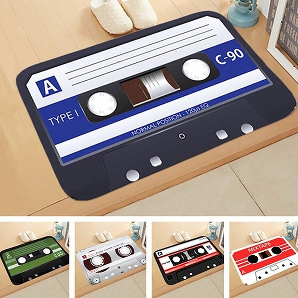 Vintage kassettebånd skridsikker rektangel dørmåtte tæppe indgang gulv indretning
