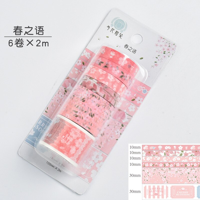 Washi tape kirsebærblomst vaskebånd brevpapir sommerdekorasjon washi tape sett cintas decorativas blomst maskebånd: Jd -362-6