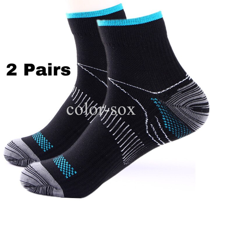 2 Paare Plantar Faszie Kompression Socken Kompression Socken Schweiß-saugfähigen Deodorant atmungsaktive schwitzt Sport Druck Socken: BlueBlack BlueBlack / S-M