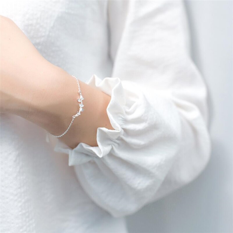 nuovo Ginkgo Foglia Femminile Coreano Edizione Semplice affrescare Letteratura Arte 925 sterlina d'argento Ridimensionabile Braccialetti SBR076