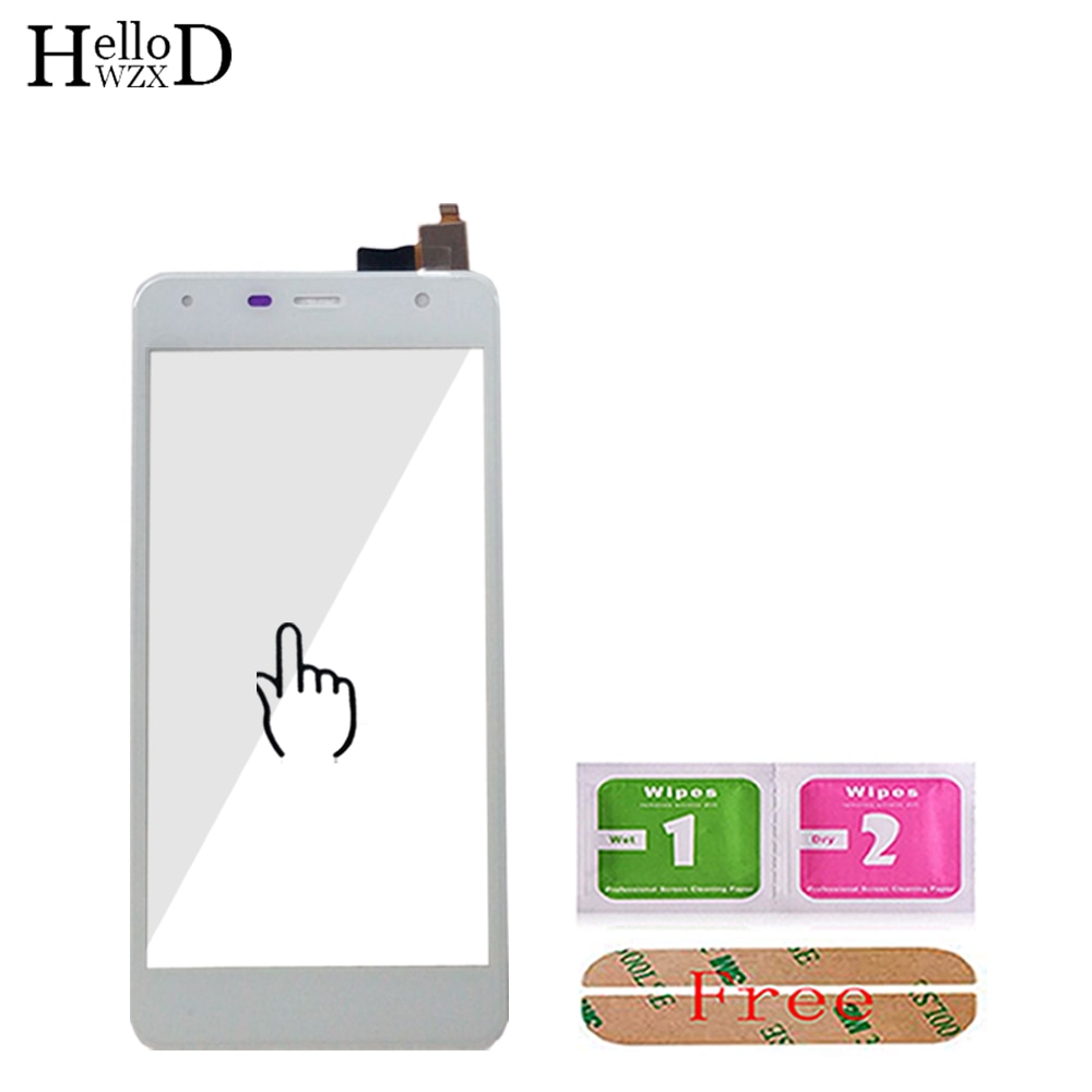 Panel de pantalla táctil para FLY FS516 FS517 FS518 Panel de digitalizador de pantalla táctil de cristal frontal piezas de reparación 3M toallitas de pegamento