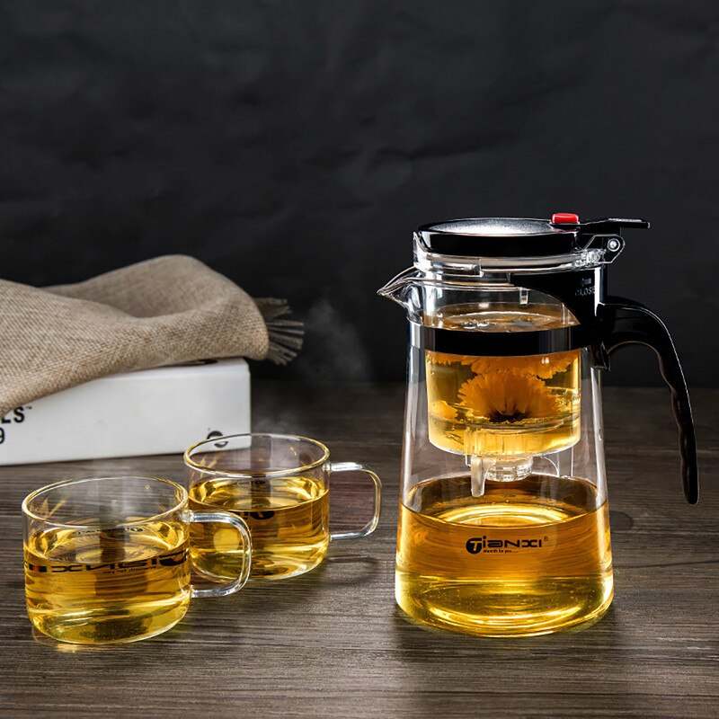 Bules de chá de vidro resistente ao calor bule de chá infusor chinês kung fu conjunto de chá chaleira fabricante de vidro de café escritório conjuntos de chá mj1013