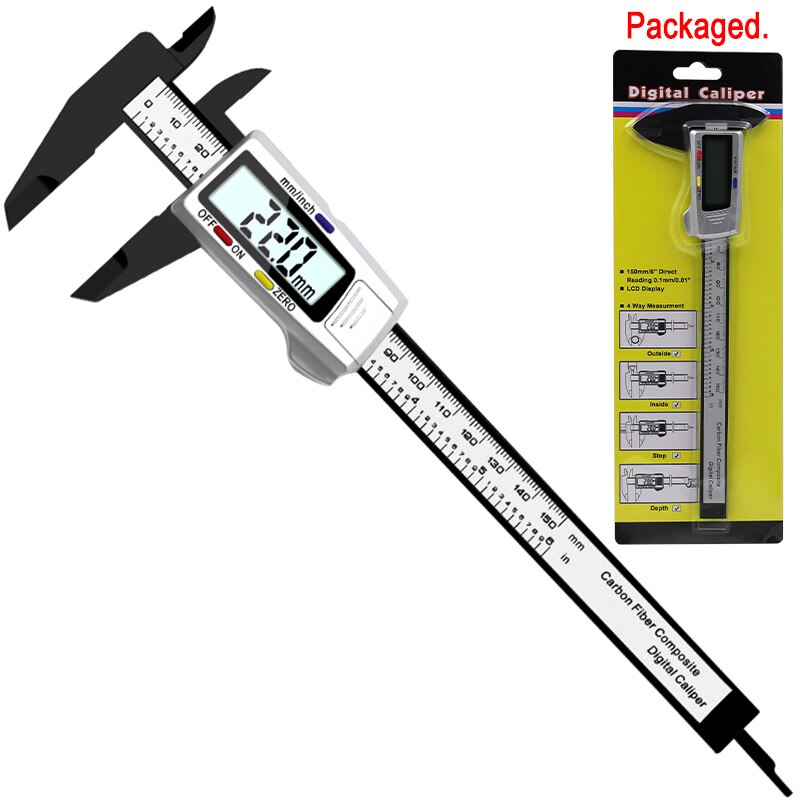 Meten Plastic Digitale Digitale Schuifmaat 6 "150 Mm Messschieber Paquimetro Meetinstrument Schuifmaat: Caliper package