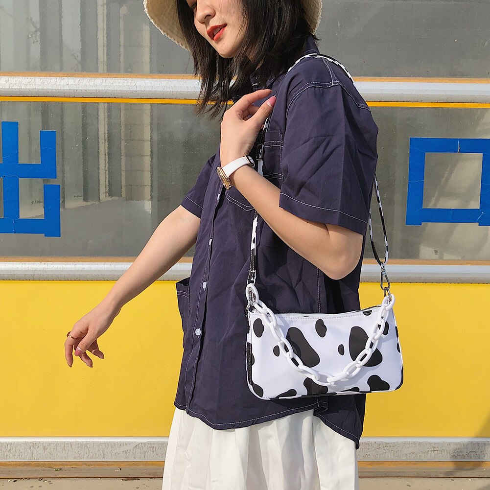 Oxford femmes sacs à bandoulière pochette de messager vache tache chaîne sac à main sac à main