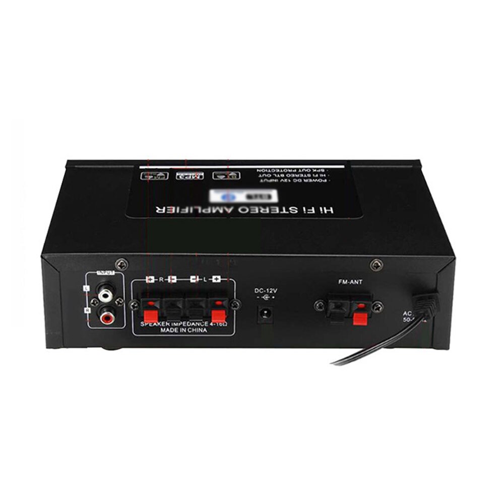 2 Channel Stereo Audio Amplifier BT Dual Channel Power Amplifier FM Radio Receiver with TF Card/USB/Aux Input Remote Control