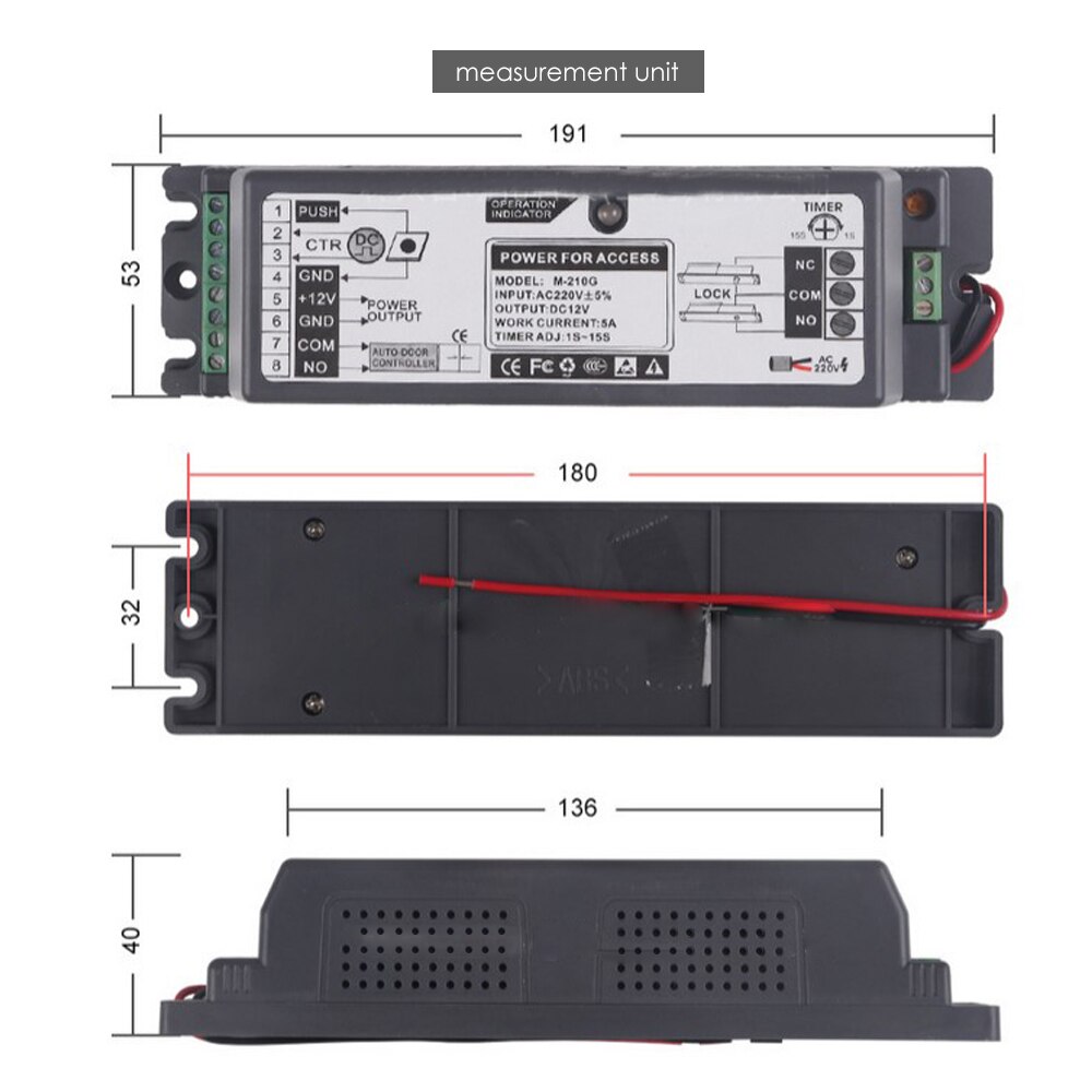 Door Access Control System Switch Power Supply 5A Time Delay Adjustable AC220V Input NO/NC Output for Access Control system