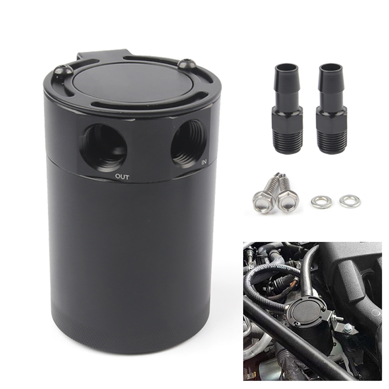 Universal Compact Baffled 2-Port Aluminum Oil Catch Can Reservoir Tank Reservoir Turbo Oil Catch can