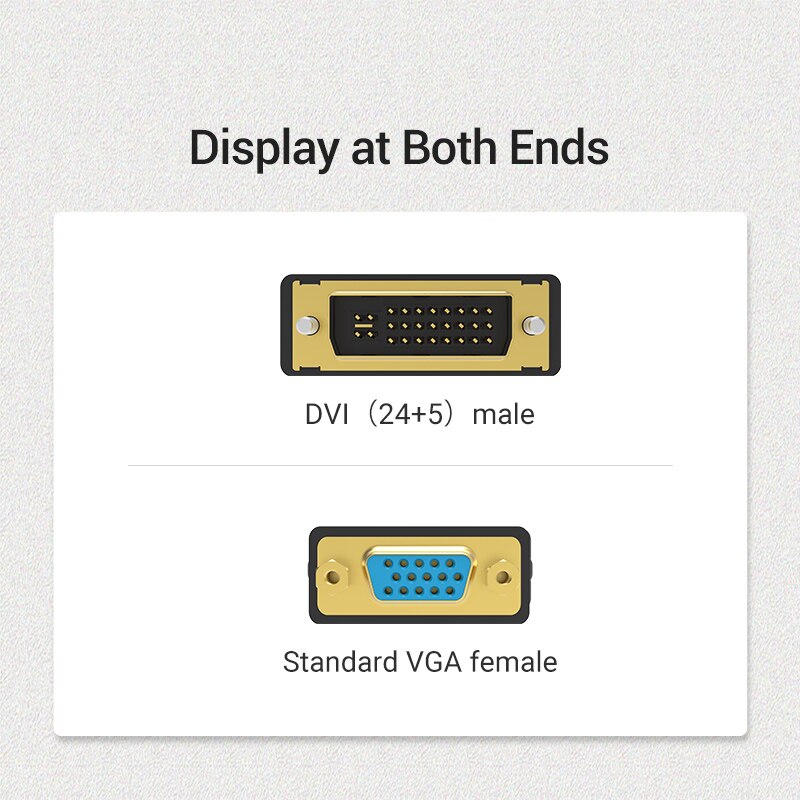 Adaptateur DVI VGA bidirectionnel adaptateur VGA vers DVI DVI-I 24 + 5 femelle vers VGA câble mâle pour projecteur HDTV DVI vers VGA