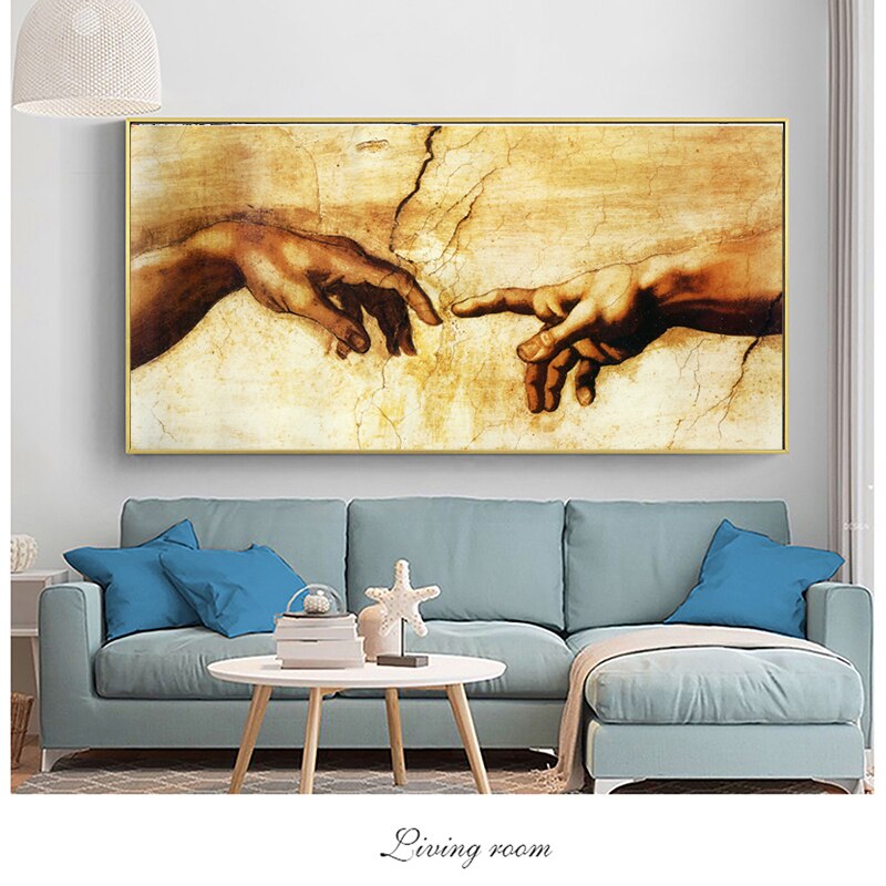 Canvas Schilderij Schepping van Adam! Hand van god! Klassieke Religie Muur Foto 'S Voor Woonkamer Beroemde Art Print Posters