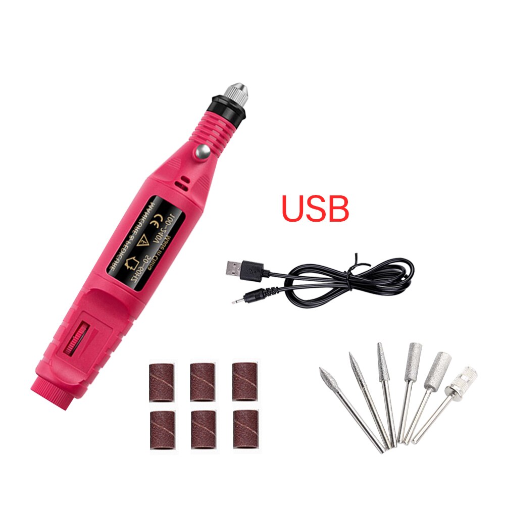 Mini taladro eléctrico para uñas, máquina de manicura, pluma para arte de uñas, Kit de lima de uñas para pedicura, Kit de herramientas de decoración de uñas