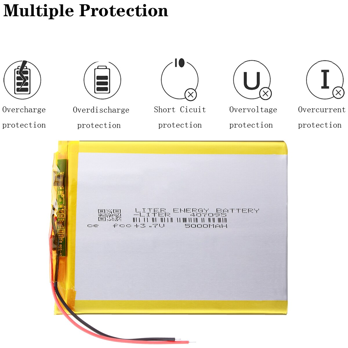 3,7 V 5000 mAh 407095 (Polymer-Lithium-Ionen-Akku) Li-Ionen-Akku für Tablet-PC, 7-Zoll-MP3, MP4, Tablet-Akku