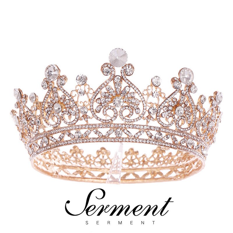 SERMENT Charm Princess Bridal Crown Tiaras Crystal Zircon Silvered Crown Bride Wedding Hair Accessories