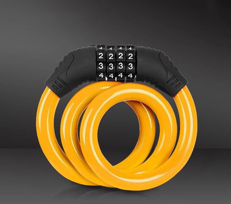 Bike Lock 4 Digit Code Combination Bicycle Lock Bicycle Security Lock Bicycle Equipment MTB Anti-theft Ring Lock TXTB1: Yellow