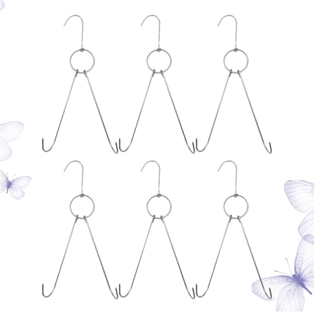 6Pcs Praktische Drogen Vlees Haken Rvs S Vormige Haken Hanger Met Dubbele Haken Bbq Grill Opknoping Rack Voor bacon Hammen M