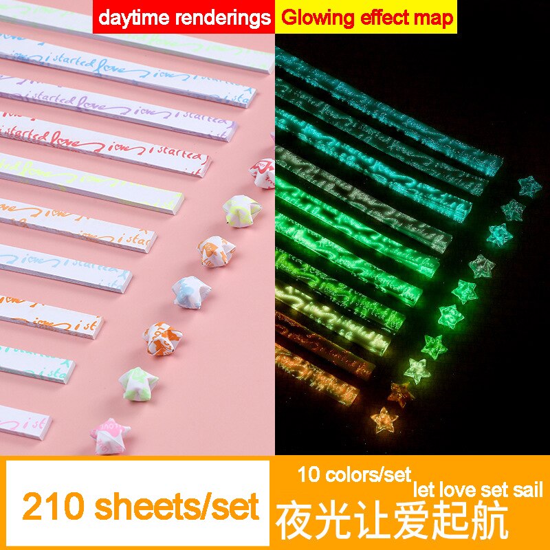 210 Sheets Luminous Origami Stars Paper Strips Lucky Color Star Decoration Folding Paper DIY Hand Crafting Crafts Arts Supplies: set sail-210sheets