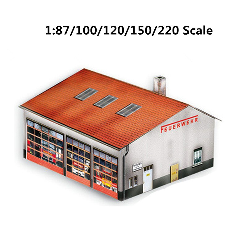 1:87/1:100/1:120/1:150/1:220 Schaal Papier Brandweer Huis Model Trein Station Building Model Zand Tafel Decoraties
