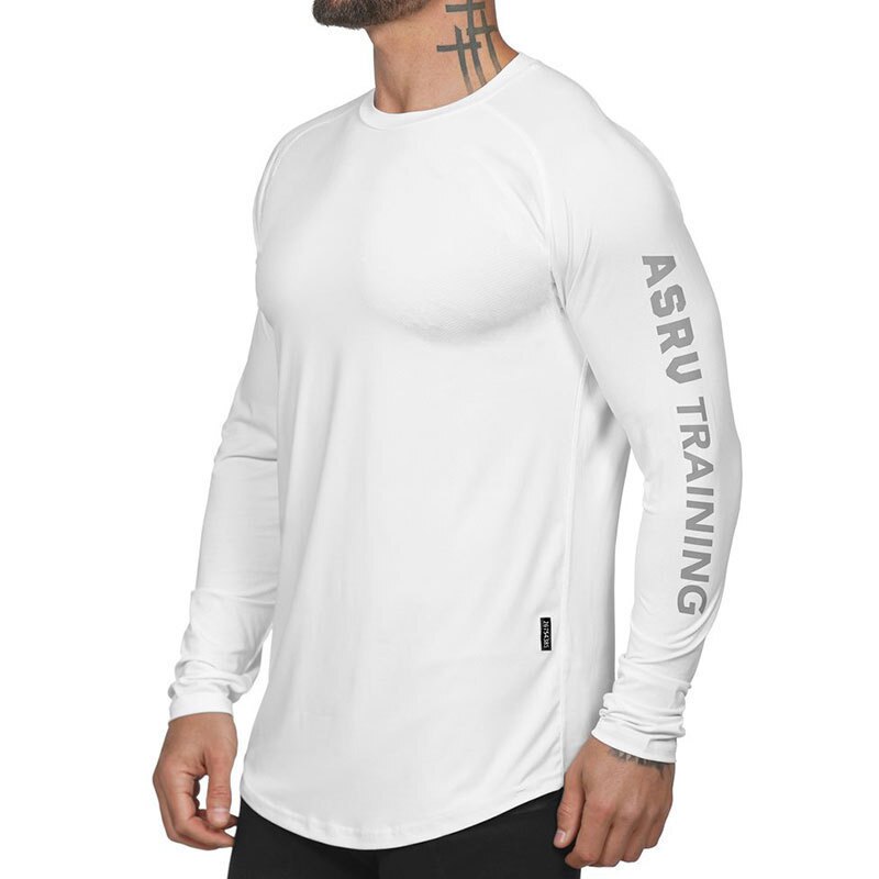 Men Compression Quick Dry Long sleeve T-shirt Man Gym Fitness Running Shirt Men T-shirt Long Sleeve Compression Shirts: White / XXXL