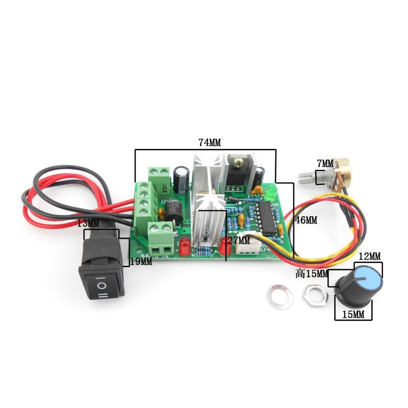 HLZS-PWM DC Motor Speed Controller Switch DC 20A Current Regulator 10-60V PWM DC Controller 150W 12V 24V 36V 48V