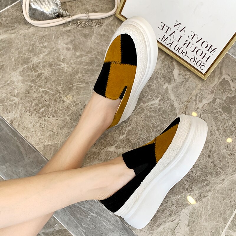 Ronde neus dames loafers schoenen instappers klompen platform gemengde kleuren damesschoenen herfst dames all-match casual