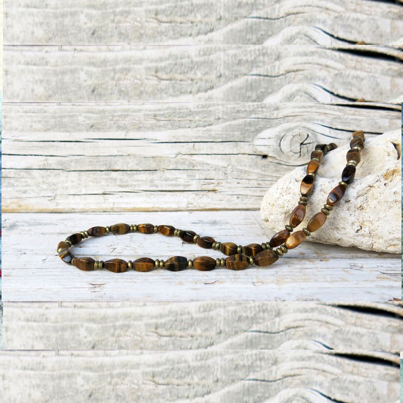 Mannen Lapis Lazuli Ketting, Mens Kralen Ketting, Choker Ketting, Mens Kralen Sieraden