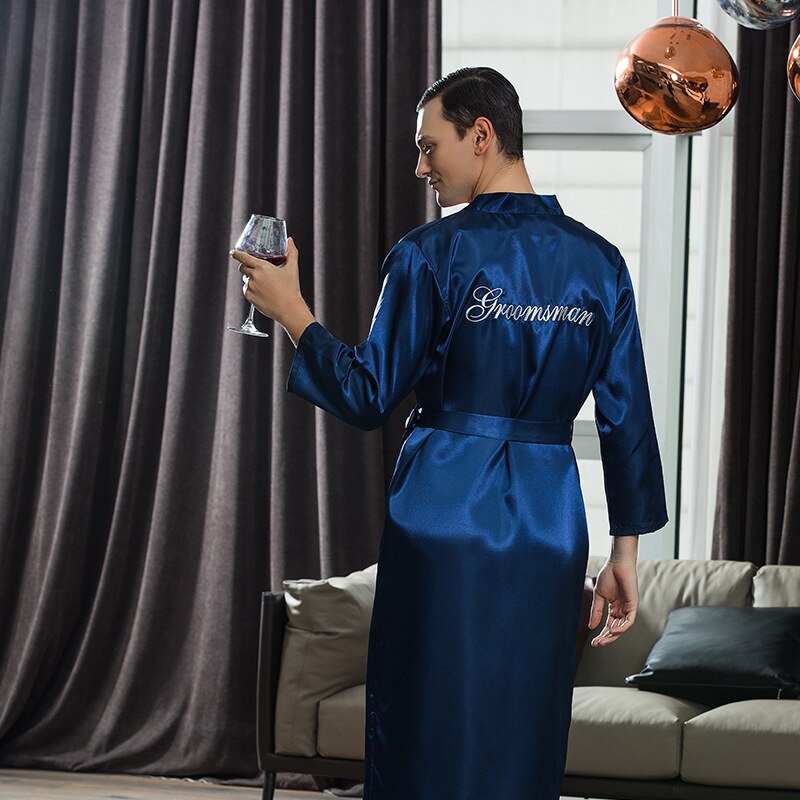 Casual homewear intieme lingerie satijn mannen bruidegom bruidsman trouwjurk 2022 zomer nachtkleding badjas jurk