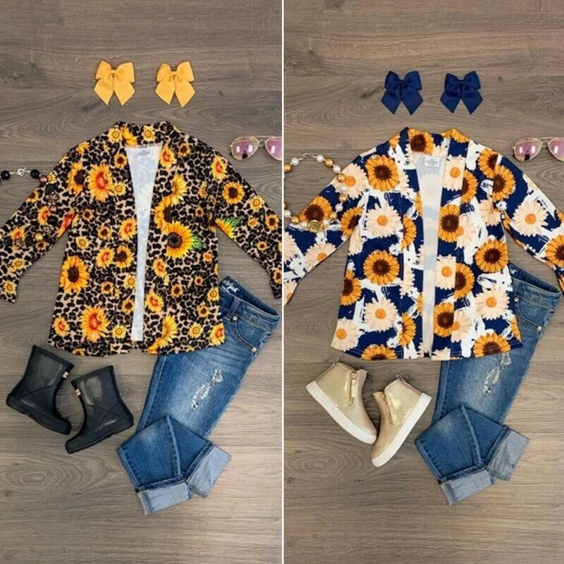 enfant en bas âge enfants bébé filles tournesol hauts t-shirt à manches longues Blouses vêtements