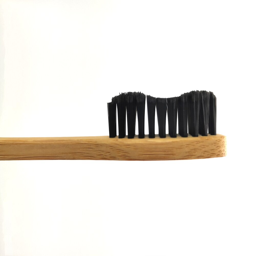 3 Style Bamboo Charcoal Toothbrush Biodegradable Teeth Brush Banister Brush/ Wave Shape Teethbrush Moderate hardness/ Flat Brush: Wave Type Brush