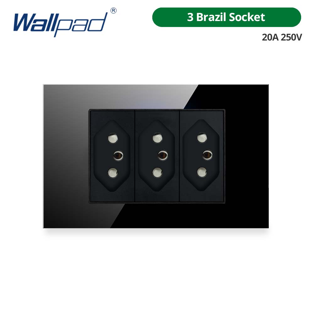 Wallpad sort hærdet glaspanel 1 2 3 4- gang nulstilling mellemliggende vægafbryder brasilien eu usa stikkontakt vippeknap 118*75mm: Grøn