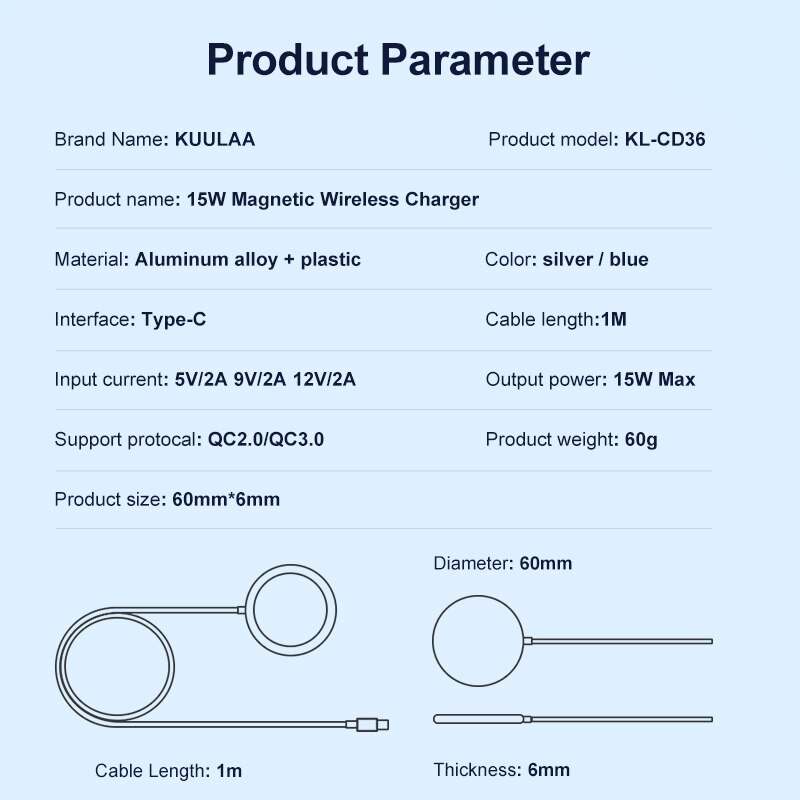 KUULAA ricarica Wireless magnetica per iPhone Mini 15W caricabatterie rapido per iPhone 12 Pro Max caricabatterie Wireless per Huawei Xiaomi Qi