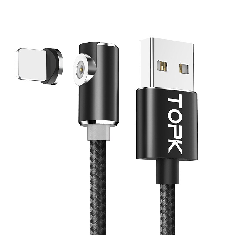 Topk AM51 Magnetische Usb-kabel Voor Iphone Charger Micro Usb Type C Voor Samsung Galaxy S9 S8 Plus Note Usb C Lader Kabel: Black / Type-C