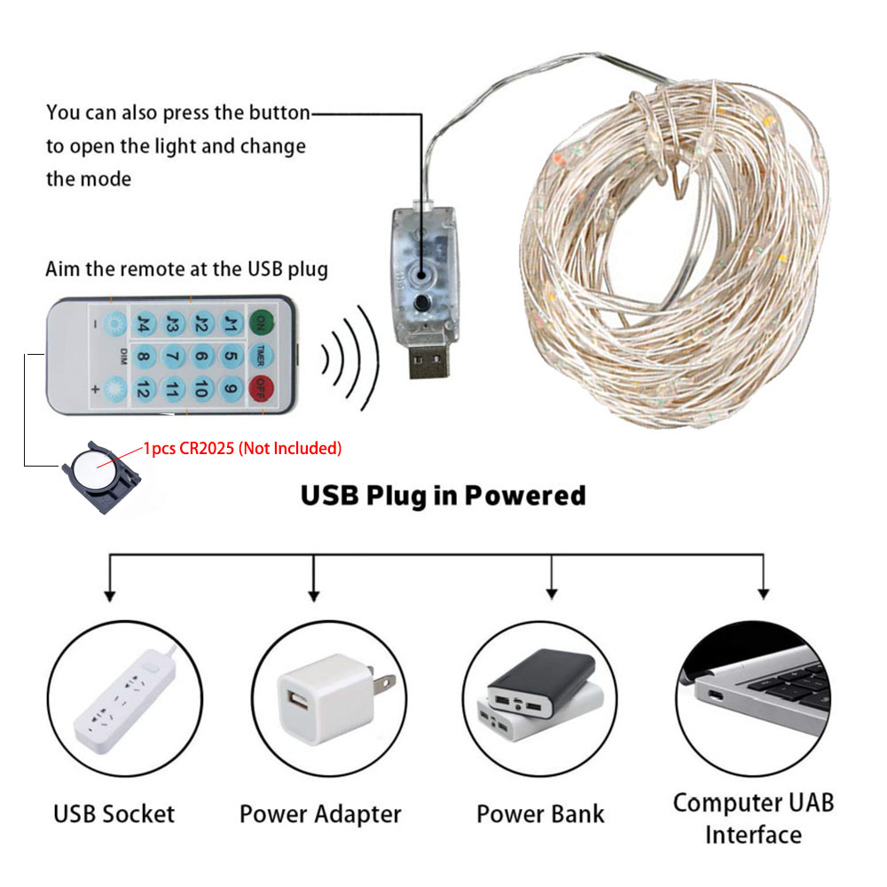 100 Leds Lights Music Rhythm USB Copper Wire Light Strings IP65 Waterproof IR Remote Control Party Decor Led strip
