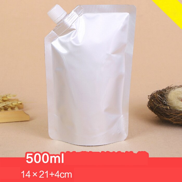Stående pip vätskepåse återanvändbar tålig aluminiumfoliepåse öljuice dryckespåse förseglad förpackningspåse portabel 20 st/lot: 500ml b