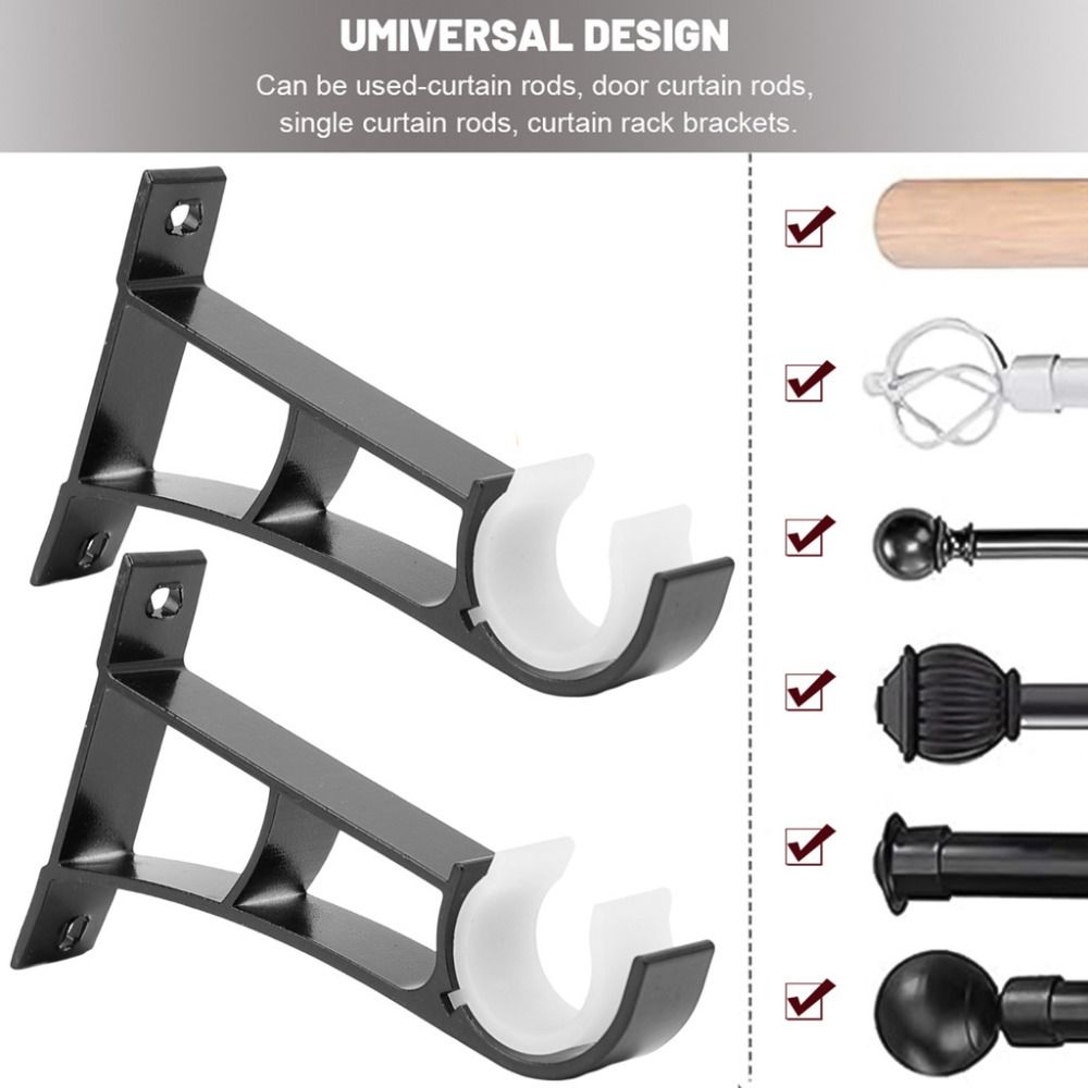 Aluminum Alloy Curtain Rod Support Heavy Duty with Screws Curtain Fixing Clip Single Metal Window Hardware Tools