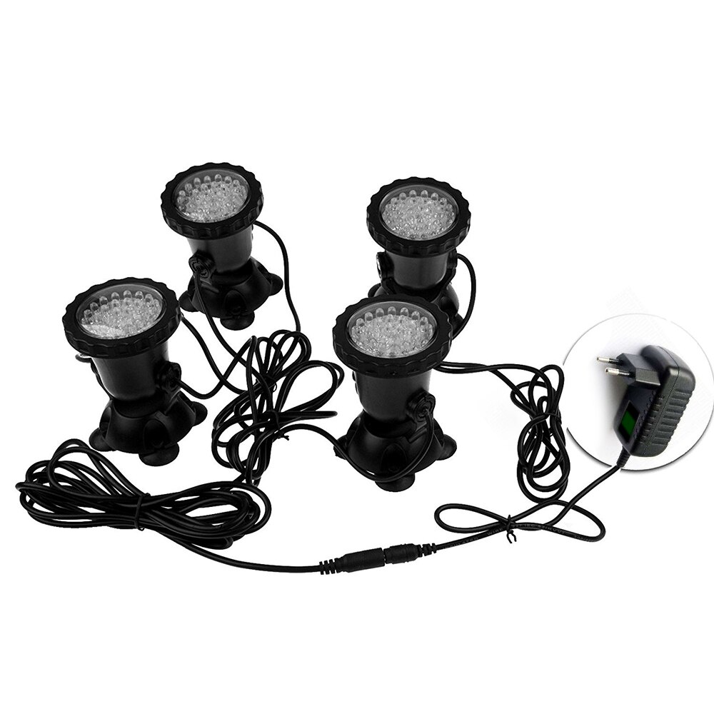 DONWEI 4pcs RGB 36 LED Underwater Spot Light Highly Waterproofing IP68 Underwater Light Tank Aquarium Landscape Lights