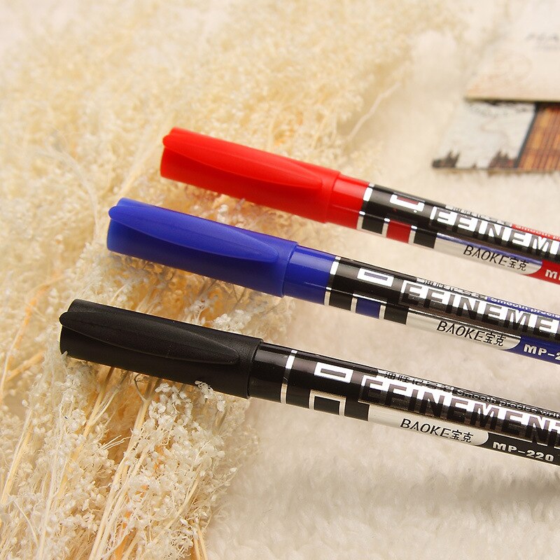 1 Pcs Red/Blue/Black The Office Supply Double-head Marker Pen Stationery Oily Markers Fast Dry Marker Pens