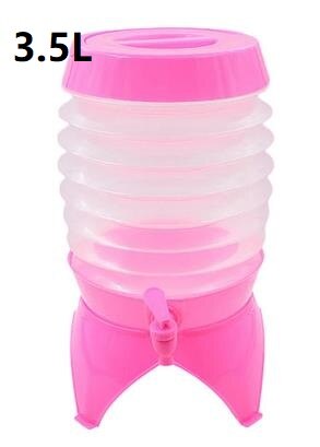 3.5L/5.5L/7.5L Outdoor Waterzakken Opvouwbare Draagbare Drinken Kamp Koken Picknick Bbq Water Container Bag Carrier Auto water Tank: Pink-3.5L