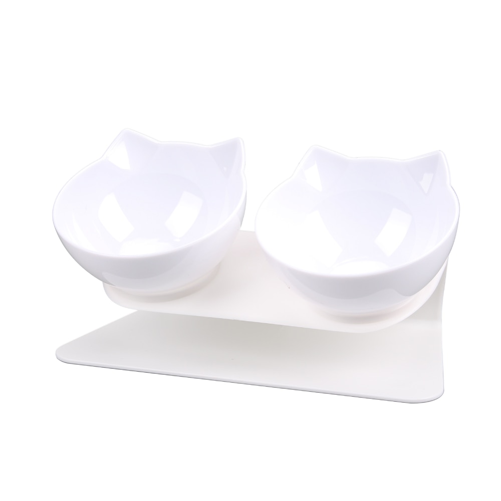 Cat Double Bowl Kitten Bowl Dog Bowl Transparent Material Non-slip Food Bowl With Protection Cervical Transparent Cat Supplies
