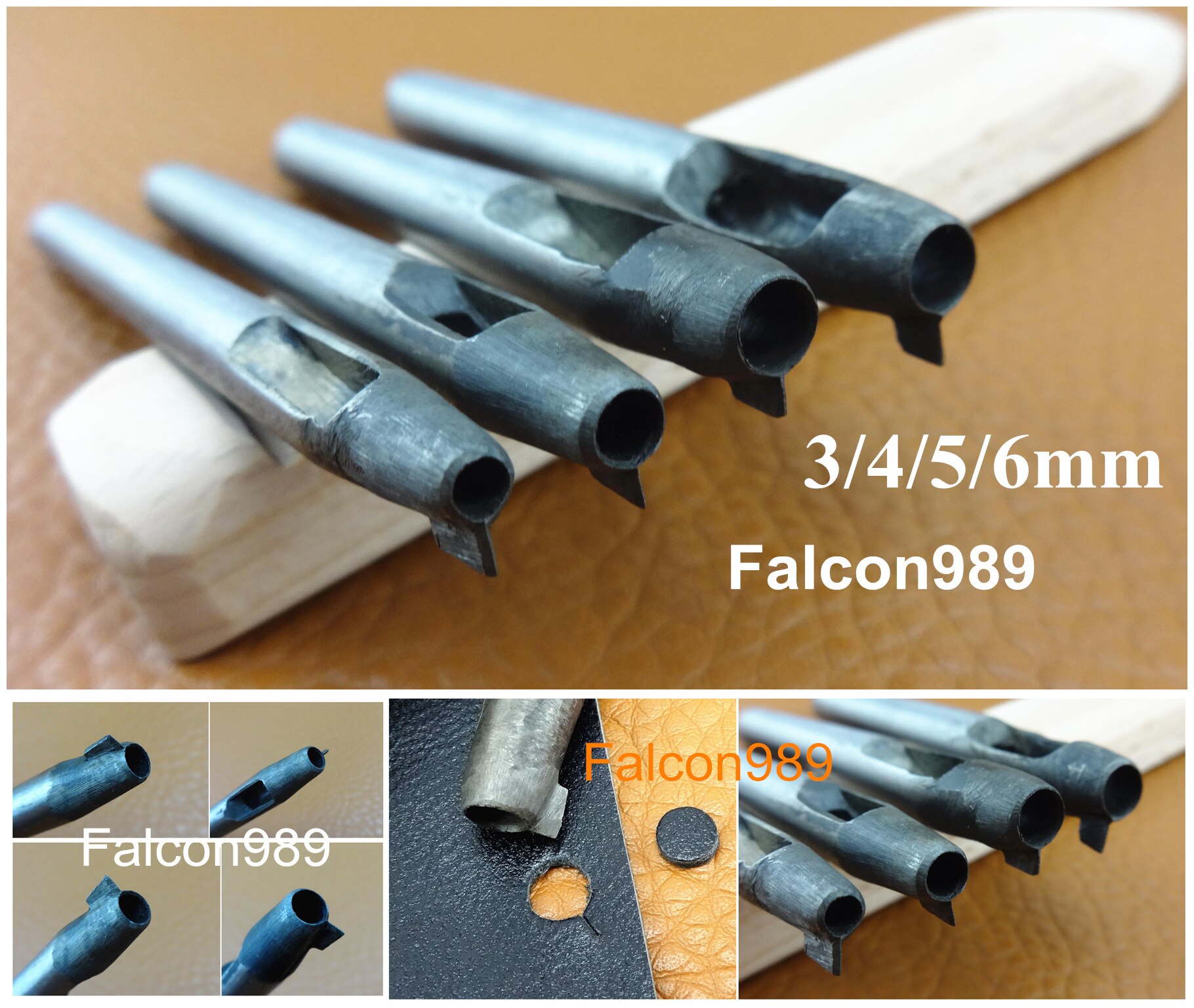 9 slags læder håndværk udskiftelig hul hul punch cutter mejsel stikkende jern værktøjssæt - burnisher poler knap udskæring
