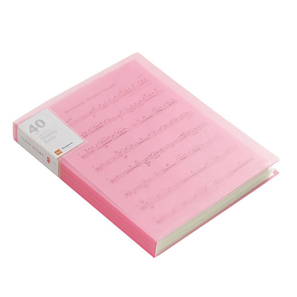 A4 Display Boek 40/60 Pagina Transparante Insert Map Document Opbergtas Voor Bank Bestand Kantoor Werkplek Familie: 40 Page Pink