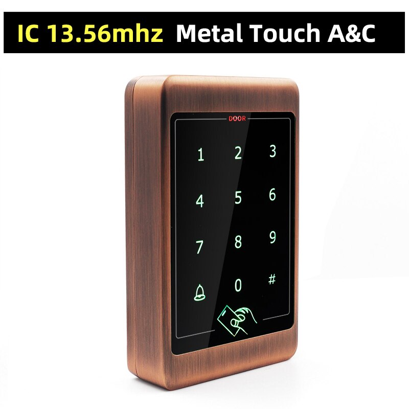 Metal Touch Access Control System RFID Keypad Electric Door Lock Magnetic Controller ID 125khz IC 13.56mhz: Red IC wide