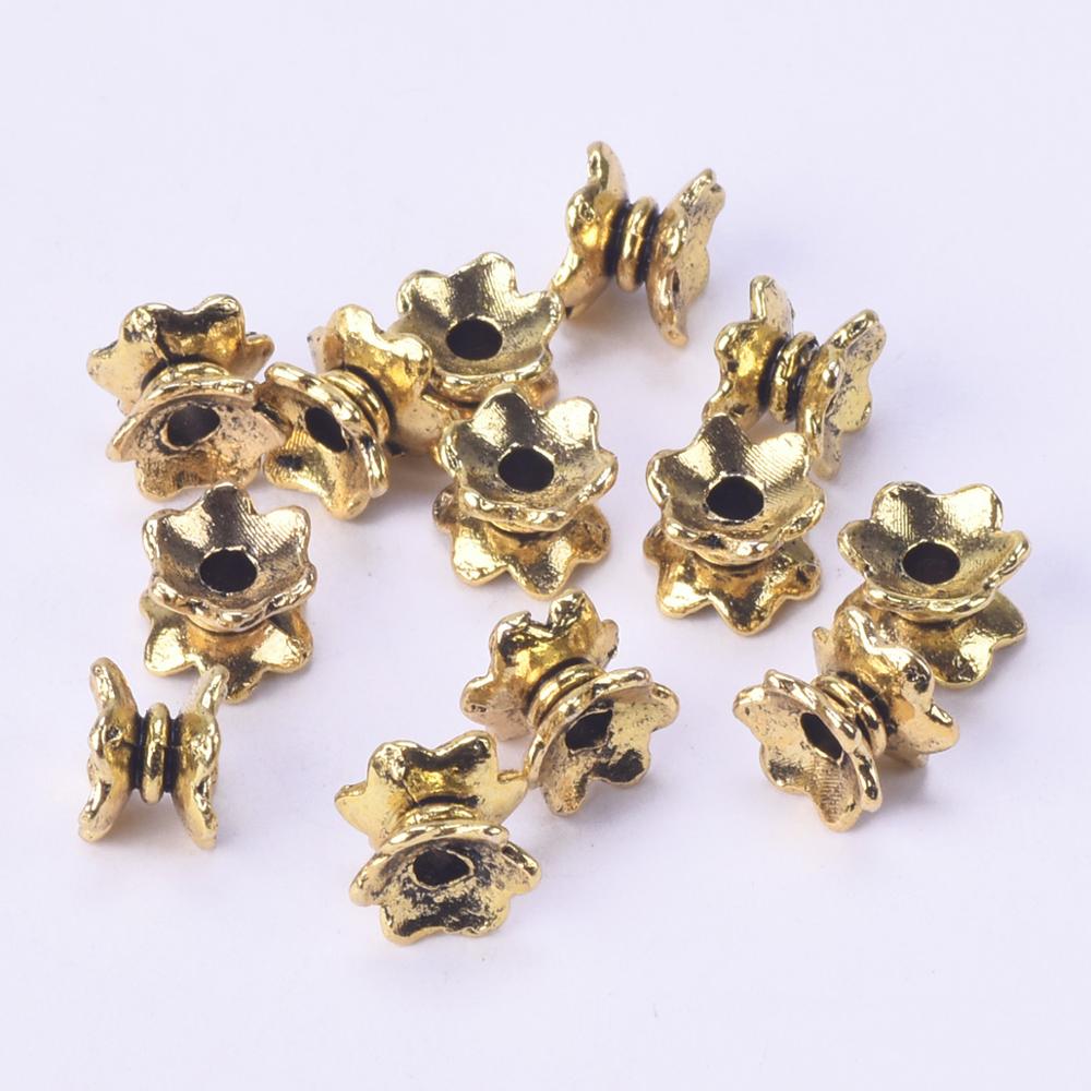 50 stücke Antike Gold 7x4mm Metall verlieren Abstandshalter Perlen viel für Schmuck, sterben DIY Handwerk: Ursprünglich Titel