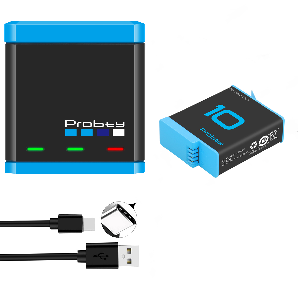 Voor Gopro 10 9 Batterij 3 Manier Smart Opladen Case 1850Mah Batterij Opbergdoos Voor Go Pro Hero 9 10 Accessoires: 1BatteryWithCharger
