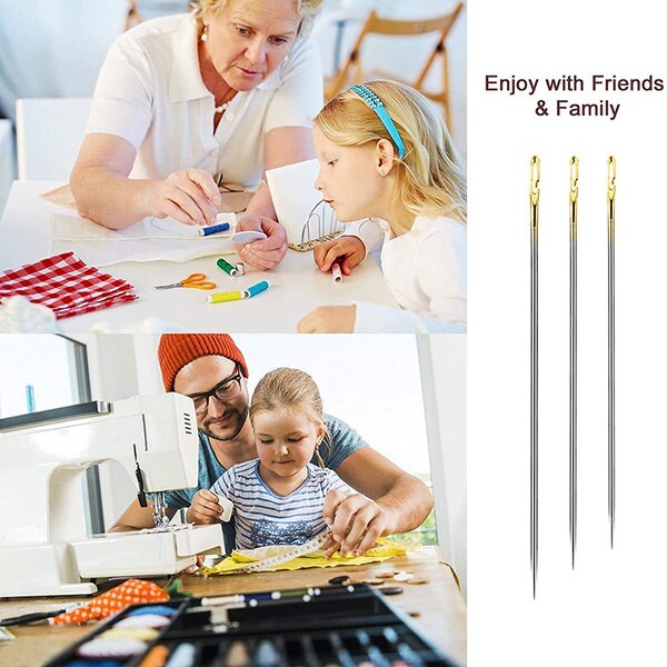 36pcs Self-Threading Sewing Needles Stainless Steel Quick Automatic Threading Needle Stitching Pins DIY Punch Needle Threader