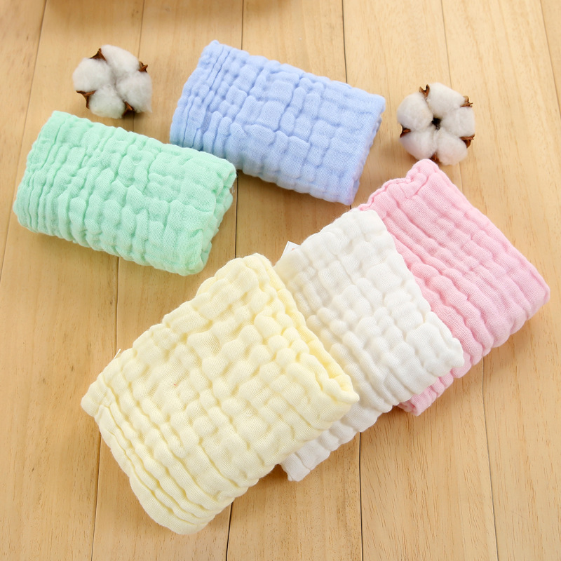 Toalla pequeña de 25x50cm, toallas de algodón de gasa suave de Color sólido, toalla facial plegable lavable para niños, pañuelo de secado rápido para baño