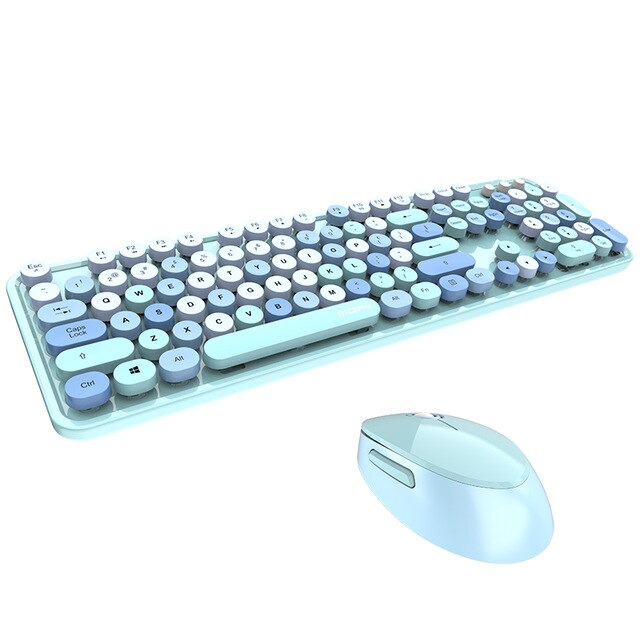 Luetooth Keyboard USB Wireless Mixed Color Round Keycap Plastic Panel Mobile Phone Keyboard Detachable Key Cap: Blue