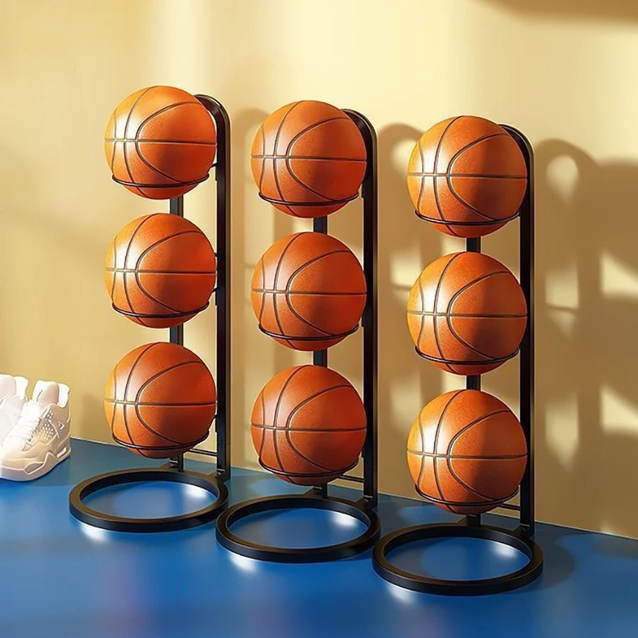 Ballaufbewahrungsregal 5 Ebenen – Stabil Aus Kohlenstoffstahl, Mit Korb, Für Basketball, Fußball, Volleyball & Mehr