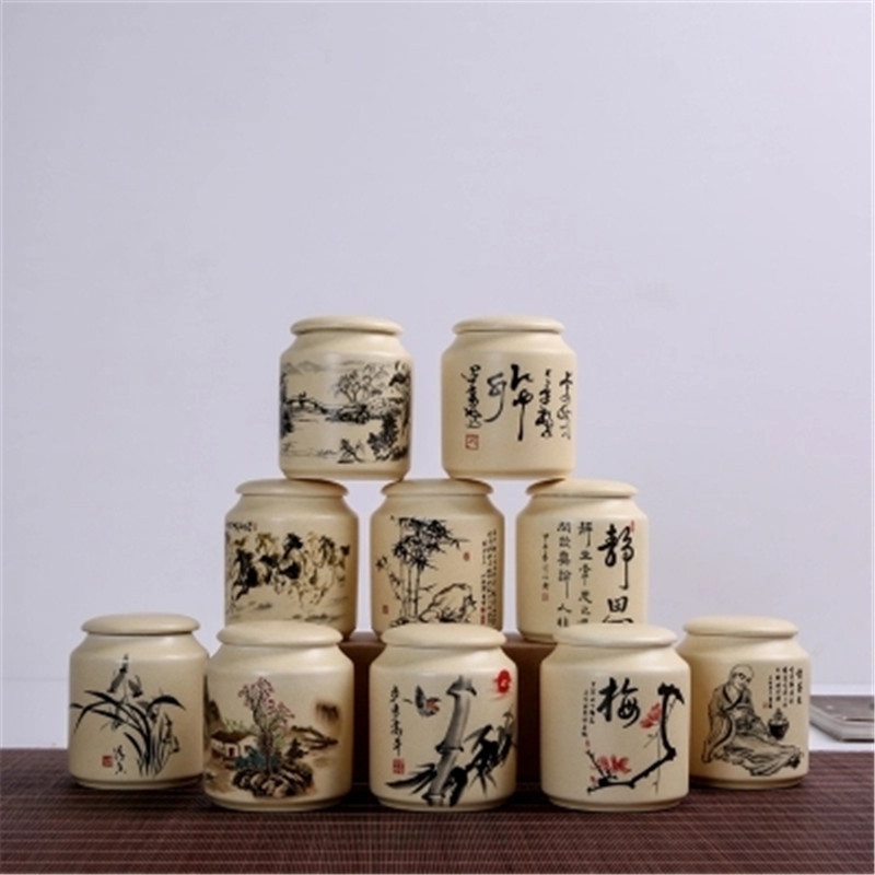 Keramiske opbevaringsflasker mini køkken krydderi keramiske krukker til madbeholdere dekoration te sukker kaffe opbevaringsglas med låg