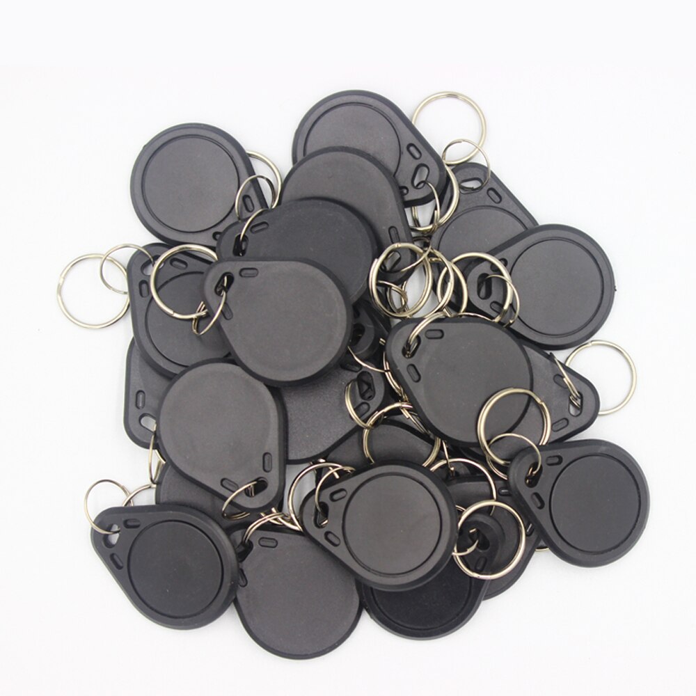 100pcs Waterproof 13.56MHz IC Keyfob Tag RFID Access Control IC Key Finder Card Token Attendance Management Keychain: black