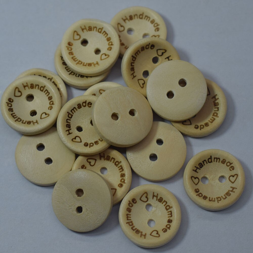 100 stuks handgemaakte houten knoopjes met letters en 2 gaten in natuurlijke kleur, doe-het-zelf naaien, houten knopen voor handwerk, scrapbooking 15/20/25mm